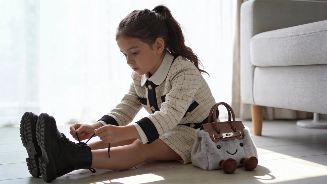 Girl with little lady bag